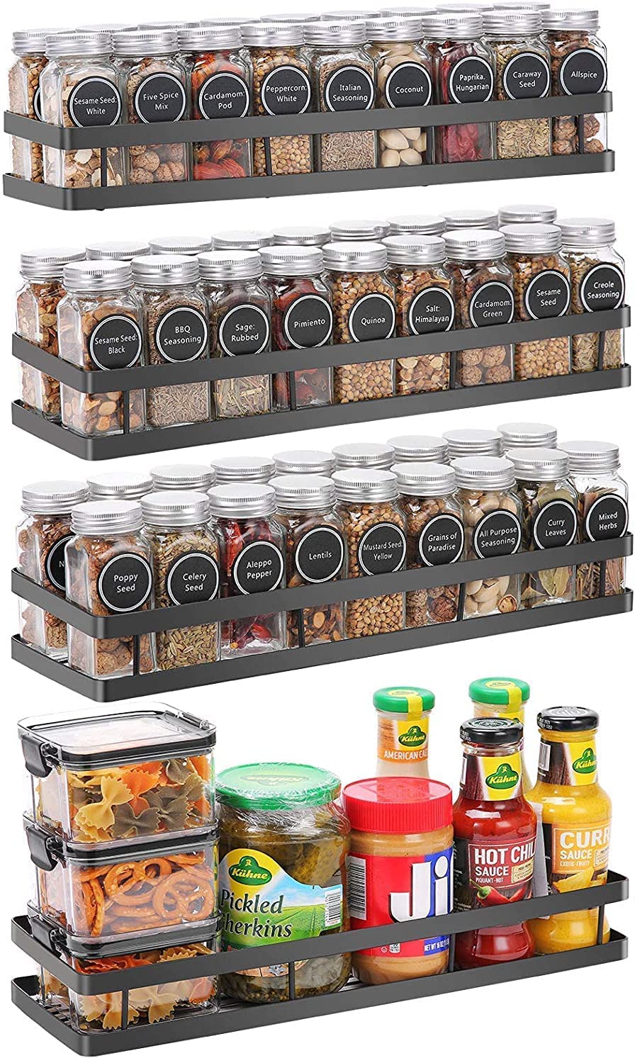 Craft Expertise Metal Spice Rack Organiser Wall Mounted, Hanging Seasoning Spice Rack Shelf Holder, Storage For Kitchen Cabinet